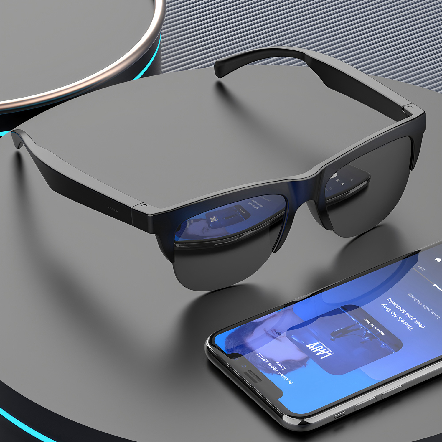 Bluetooth Headset On Ear - แว่นกันแดดอัจฉริยะพร้อมระบบเสียง บลูทูธ V5.4 แว่นตาหูฟังไร้สายสำหรับโทรออก สำหรับกีฬากลางแจ้ง หูฟัง