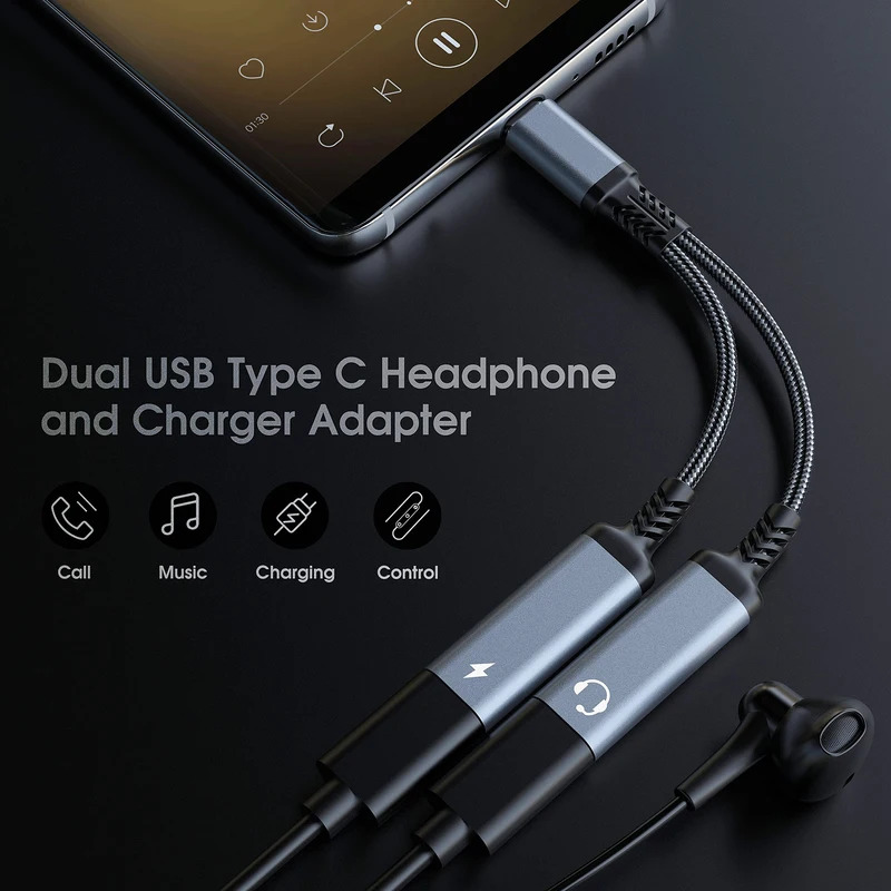 อะแดปเตอร์ OTG 2 in 1 USB-C แย - Earphone Splitter Jack บทวิจารณ์และราคา